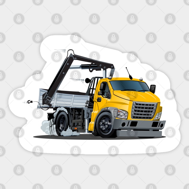 Cartoon Lkw Truck with Crane Sticker by Mechanik